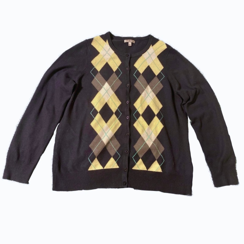 CROFT&BARROW botton up checked blue SWEATER